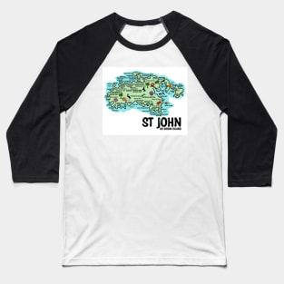 St John Map Baseball T-Shirt